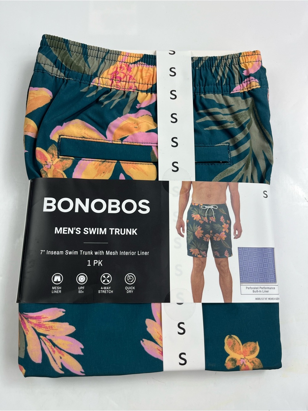 Bonobos Swim Trunks Mens Teal Floral 7 Inseam Size Small